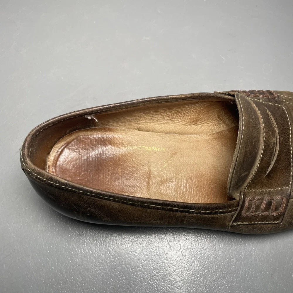 Frye Distressed Oiled Leather Penny Loafers Stacked Heel Men's Size 8.5B